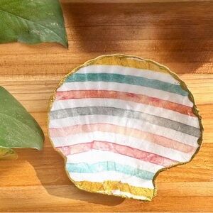 Stripe Scallop Shell Trinket Dish Ring Holder Jewelry Holder Boho Gift Decor
